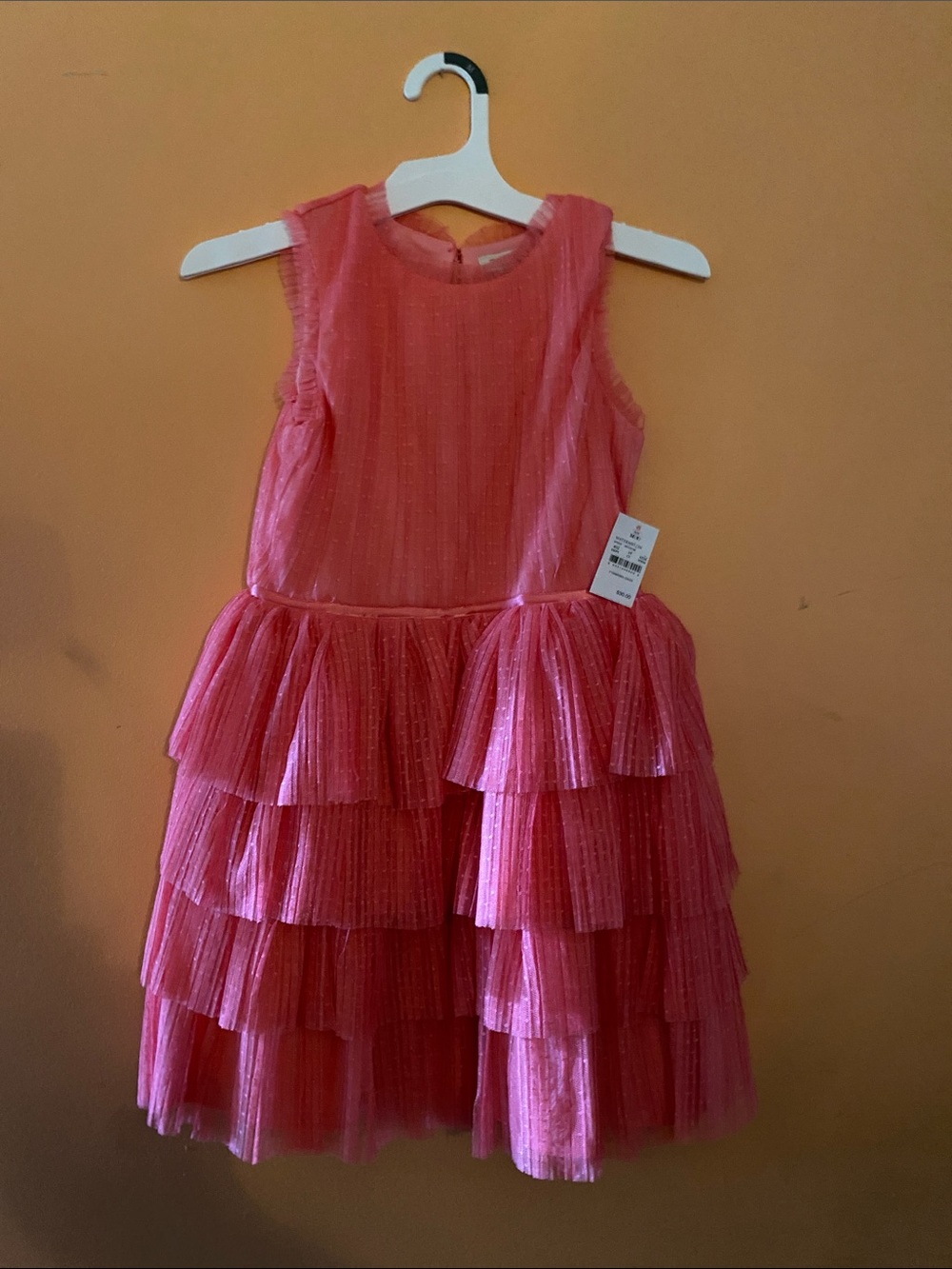 Girls Pink Tiered Glitter Tulle Dress - Picture 1 of 3